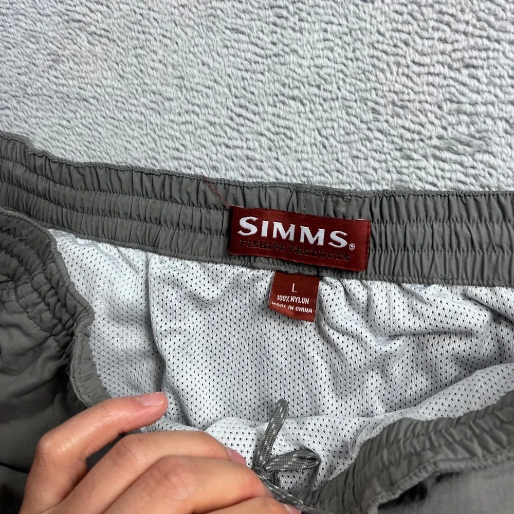 Simms Fishing Products Mens Gray Nylon Mesh Lined Shorts Size Large Outdoor
